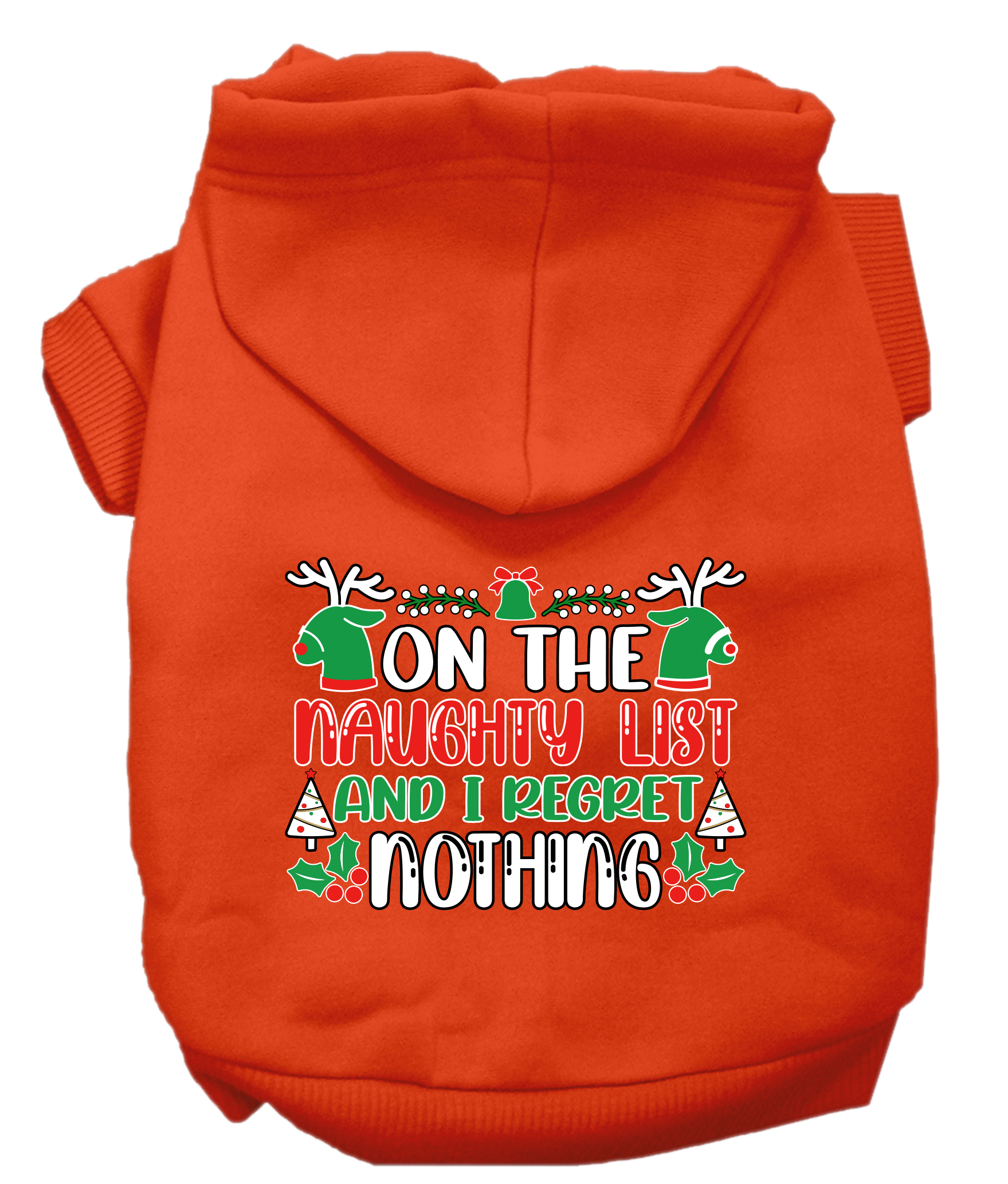 I Regret Nothing Screen Print Dog Hoodie Orange Size XXXL